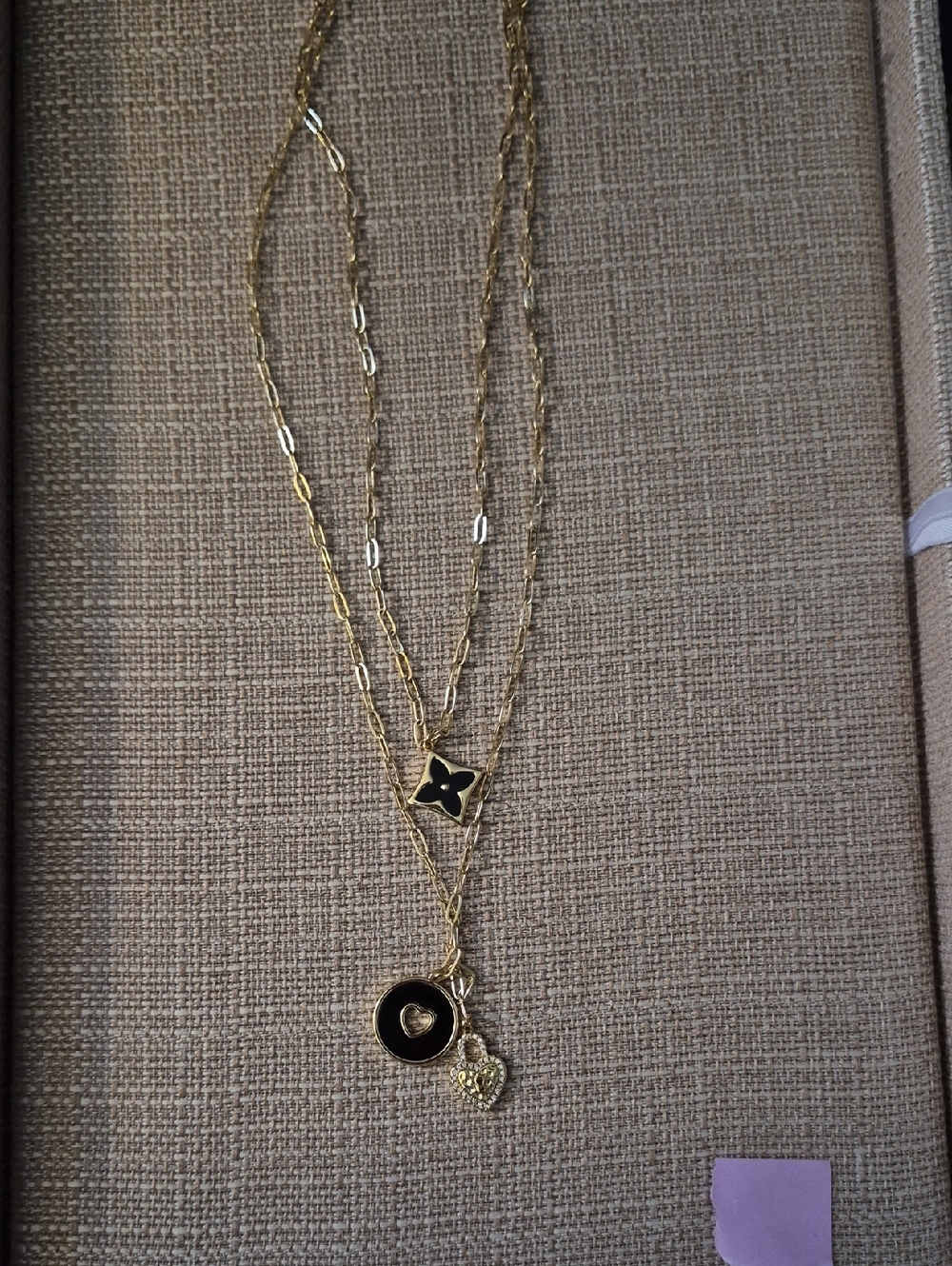 Park Lane Gold Layered Necklace with Black Accents
